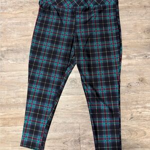 Torrid Black and Green Plaid Leggings